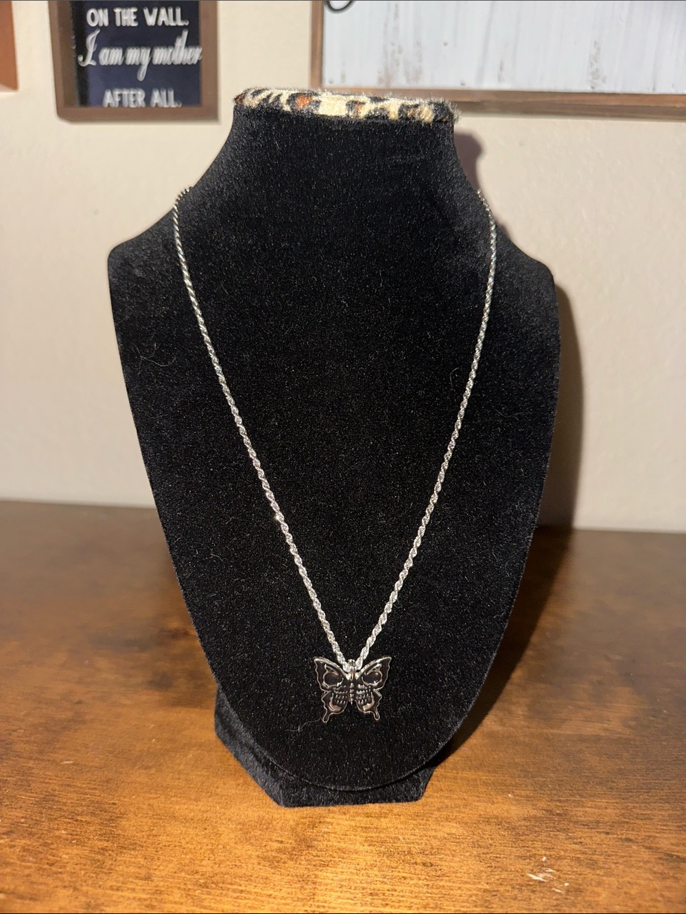 Silver Butterfly skull Pendant Necklace